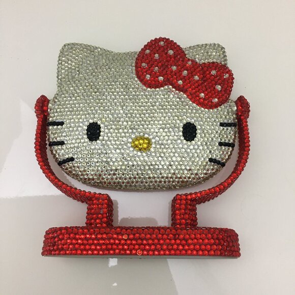 Hello Kitty Sparkling Flat Beaded Mirror Stand Up Adjustable Direction - Picture 11 of 13